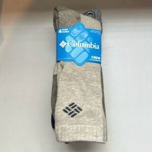 New Columbia Socks Men’s 4 Pair Multi Color Wool Blend Crew Socks Active Casual